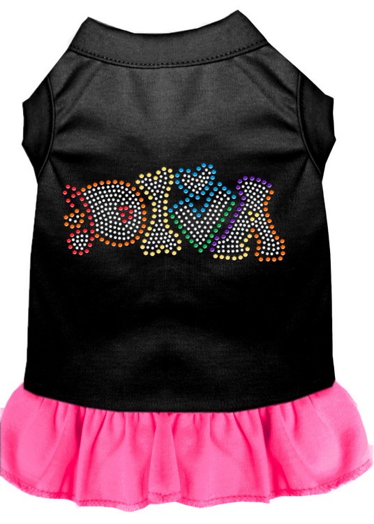 Technicolor Diva Rhinestone Pet Dress Black with Bright Pink XS